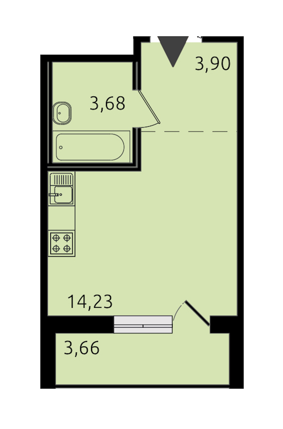Квартира студия 21.81 м², 19/20 эт., ЖК «Новые горизонты 2»
